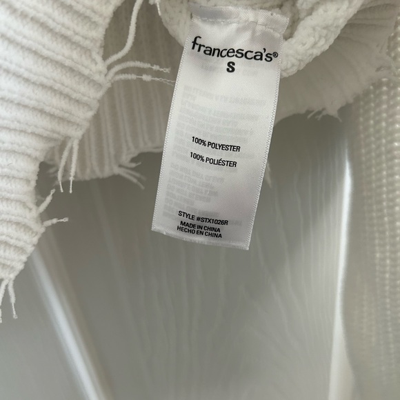 Francesca's Collections (Mi ami) White Knit Sweater Small - Picture 5 of 7